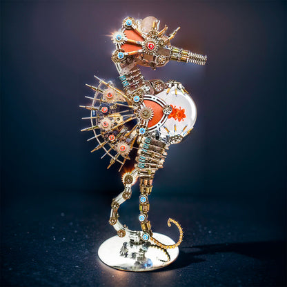 DIYeria™ | DIY 3D Metal Steampunk Mechanical Seahorse Puzzle with Lamp Model-2100PCS