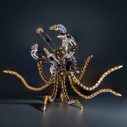 DIYeria™ | DIY 3D Metal Steampunk Galaxy Craft Puzzle Mechanical Octopus with Desk Lamp Model-1060PCS