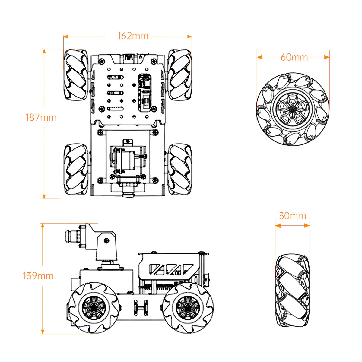 DIYeria™ | Educational Miniature TurboPi Raspberry Pi Omnidirectional Mecanum Wheels Robot Car Kit