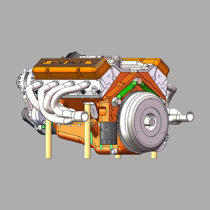 DIYeria™ | DIY 1/6 Gasoline Internal Combustion V8 Water-Cooled Engine 44CC Model Kit That Works