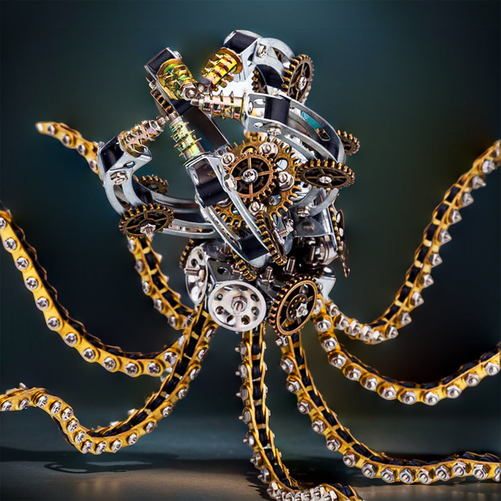 DIYeria™ | DIY 3D Metal Steampunk Galaxy Craft Puzzle Mechanical Octopus with Desk Lamp Model-1060PCS