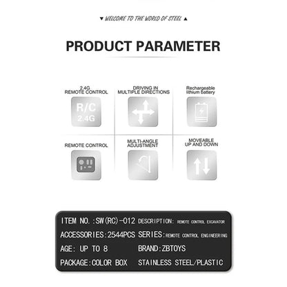 DIYeria™ | DIY 3D Metal Simulation of Alloy RC Excavator 2.4G 12CH Model Puzzle Kit-2544PCS