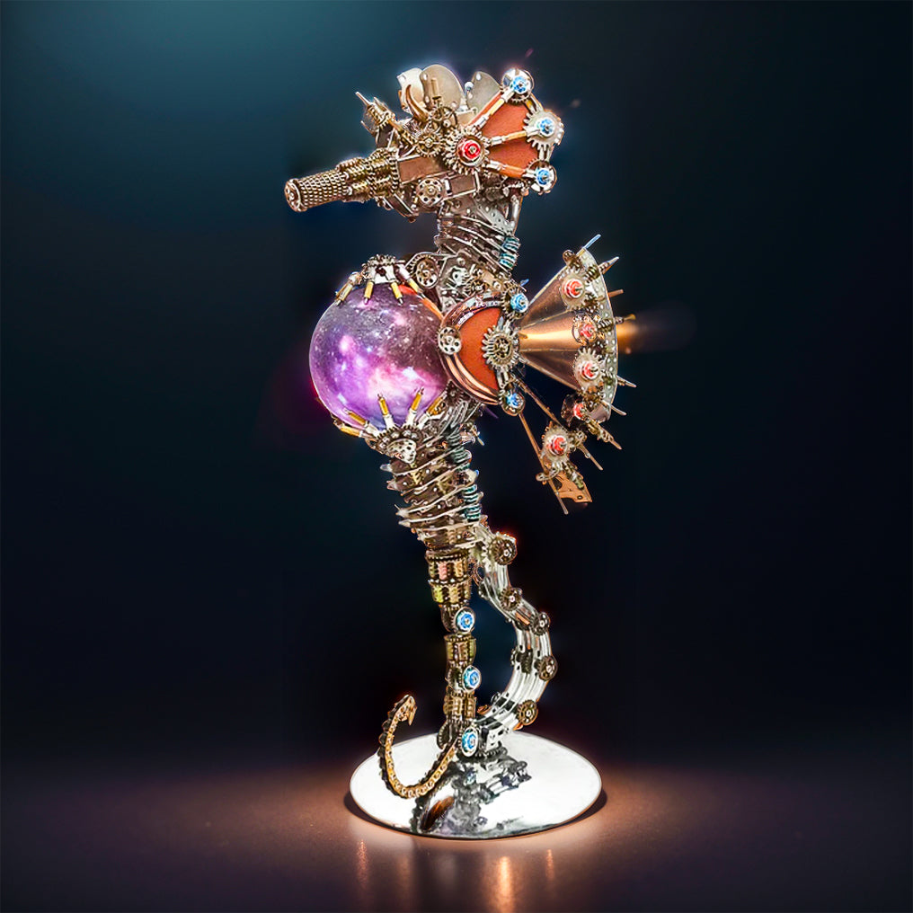 DIYeria™ | DIY 3D Metal Steampunk Mechanical Seahorse Puzzle with Lamp Model-2100PCS