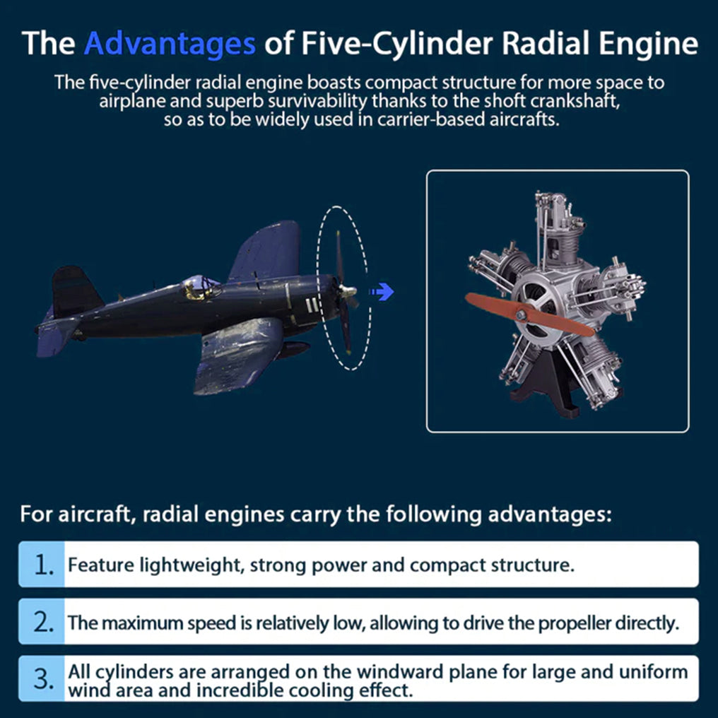 DIYeria™ | DIY 1/6 Full Metal 5 Cylinder Radial Engine Model Kit