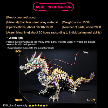 DIYeria™ | DIY 3D Mechanical Dragon Metal Model Puzzles for Adults Building Block Set Toys