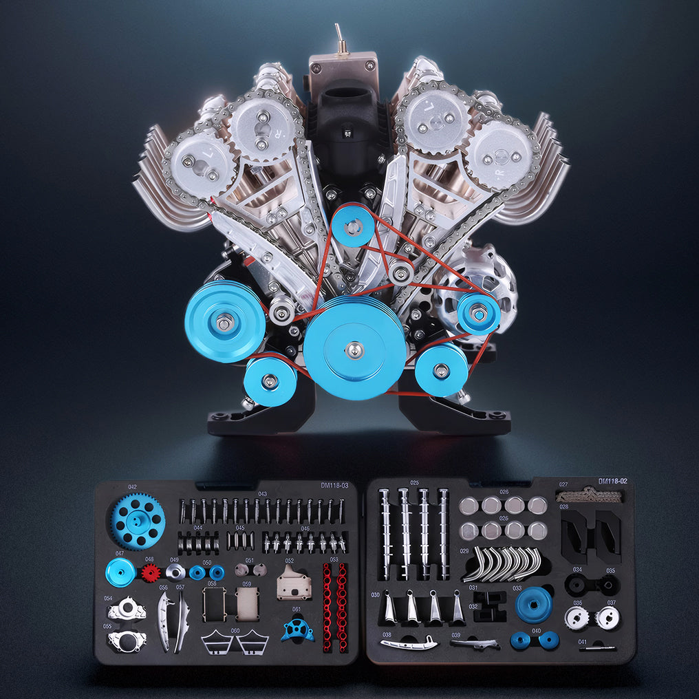 DIYeria™ | DIY Full Metal V8 Engine Model Kit RC 1: 3 Mini V8 Motor That Run 500+Pcs