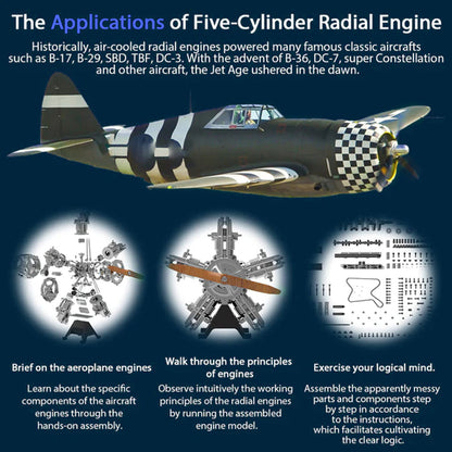 DIYeria™ | DIY 1/6 Full Metal 5 Cylinder Radial Engine Model Kit