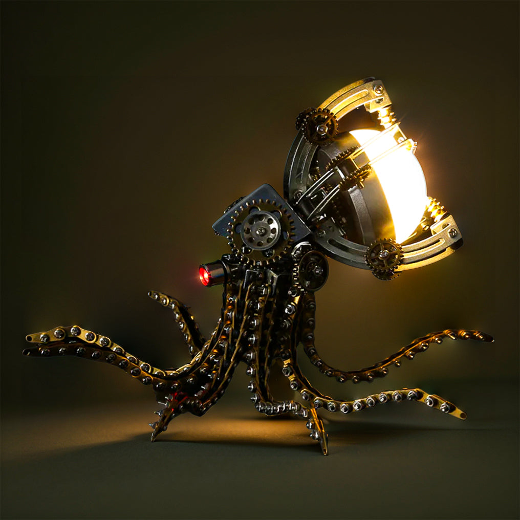 DIYeria™ | DIY 3D Metal Steampunk Galaxy Craft Puzzle Mechanical Octopus with Desk Lamp Model-1060PCS