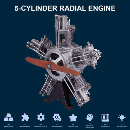 DIYeria™ | DIY 1/6 Full Metal 5 Cylinder Radial Engine Model Kit