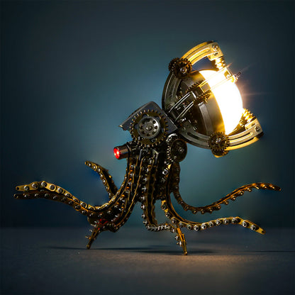 DIYeria™ | DIY 3D Metal Steampunk Galaxy Craft Puzzle Mechanical Octopus with Desk Lamp Model-1060PCS