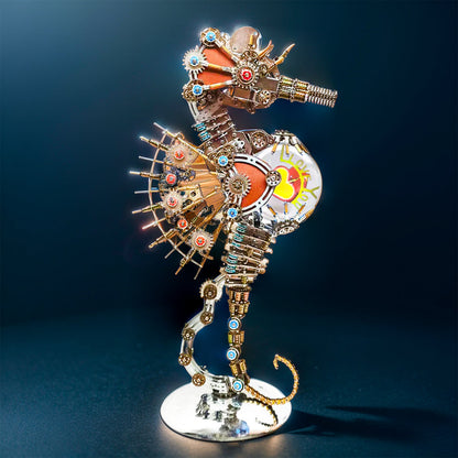 DIYeria™ | DIY 3D Metal Steampunk Mechanical Seahorse Puzzle with Lamp Model-2100PCS