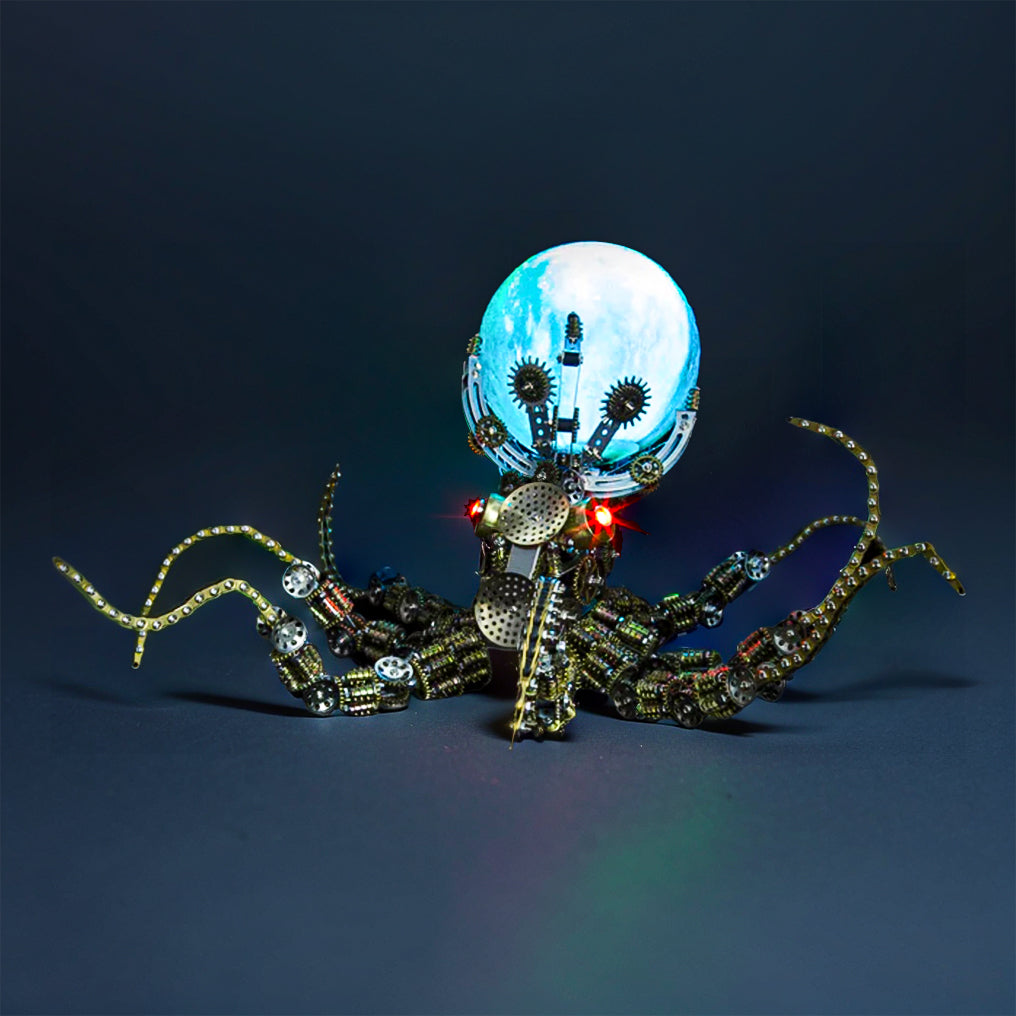 DIYeria™ | DIY 3D Metal Mechanical Octopus with Lamp Steampunk Craft Puzzle Model-2400PCS