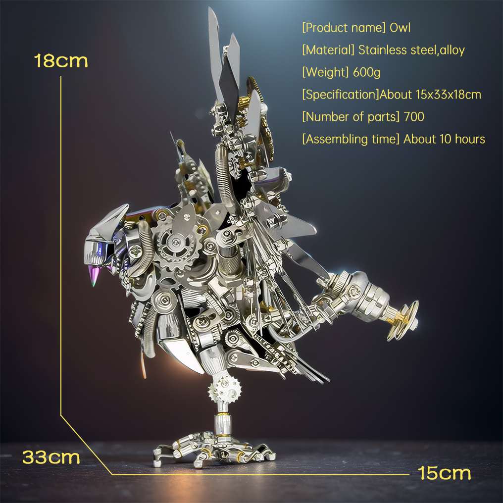 DIYeria™ | DIY Steampunk 3D Metal Model Mechanical Nocturnal Owl Puzzles Building Block Set Toys