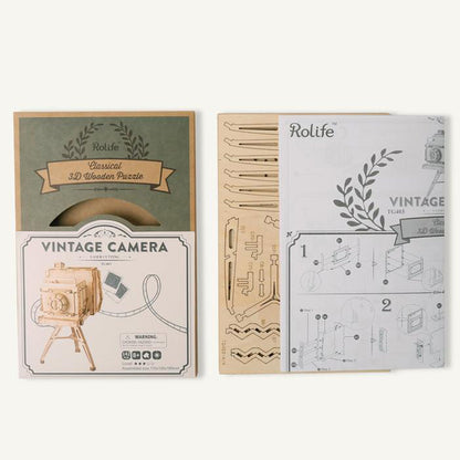 DIYeria  Vintage Camera TG403 3D Wooden Puzzle