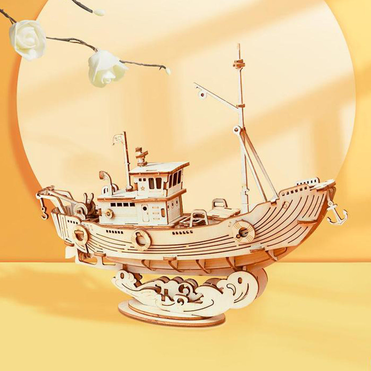 DIYeria  Fishing Ship TG308 3D Wooden Puzzle Decor