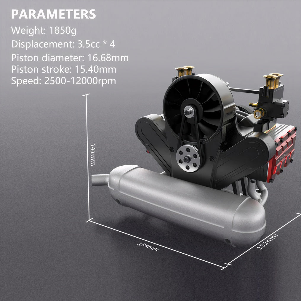 DIYeria™ | DIY 4 Cylinder Four-Stroke 14cc Nitro H4 Engine Model Kit FS-B400