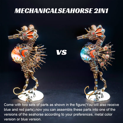 DIYeria™ | DIY 3D Metal Steampunk Mechanical Seahorse Puzzle with Lamp Model-2100PCS