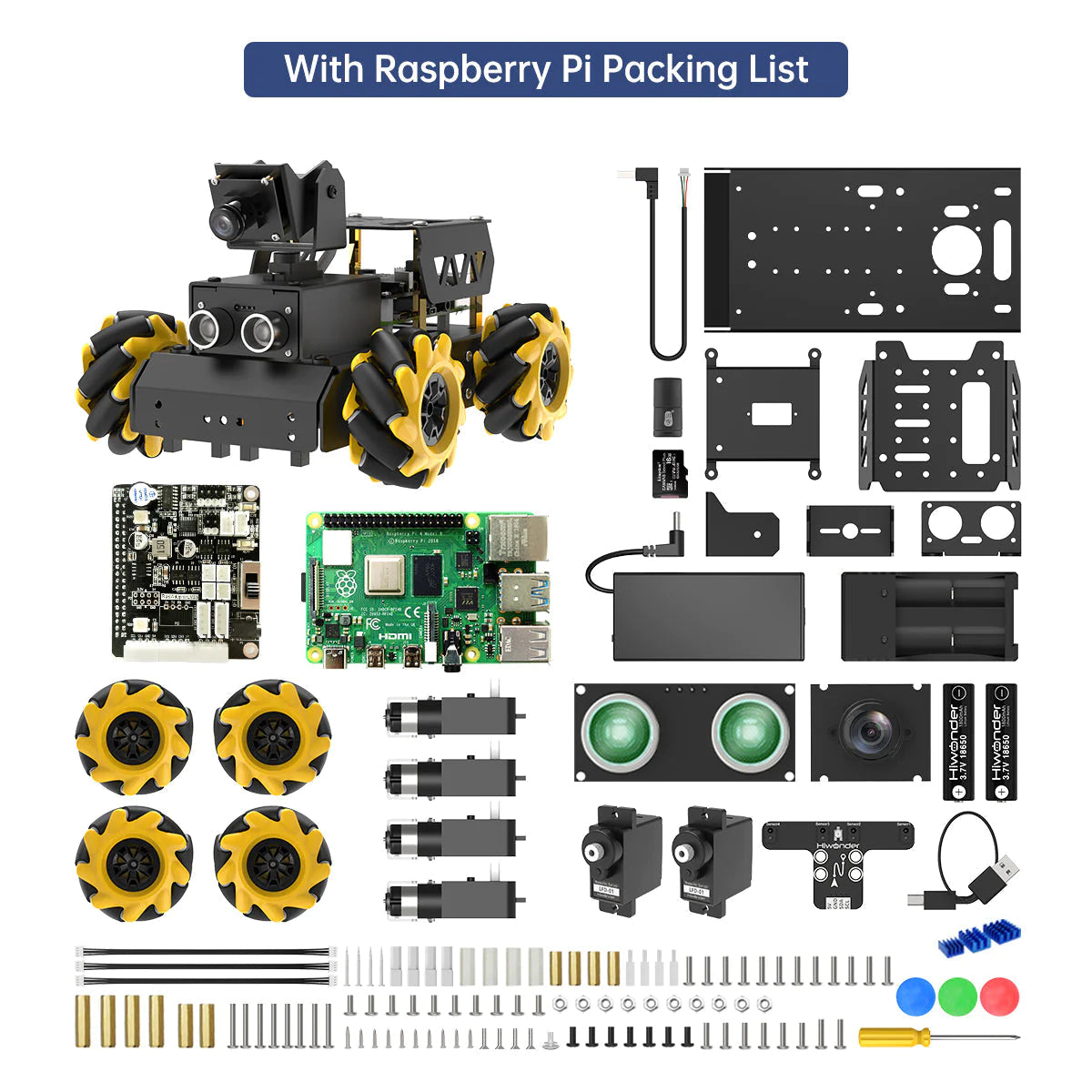 DIYeria™ | Educational Miniature TurboPi Raspberry Pi Omnidirectional Mecanum Wheels Robot Car Kit