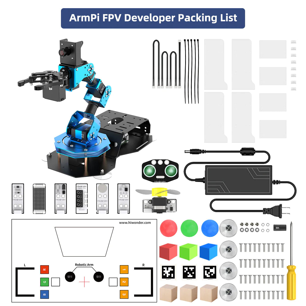 DIYeria™ | Educational Miniature ArmPi FPV AI Vision Raspberry Pi Programming ROS Robotic Arm