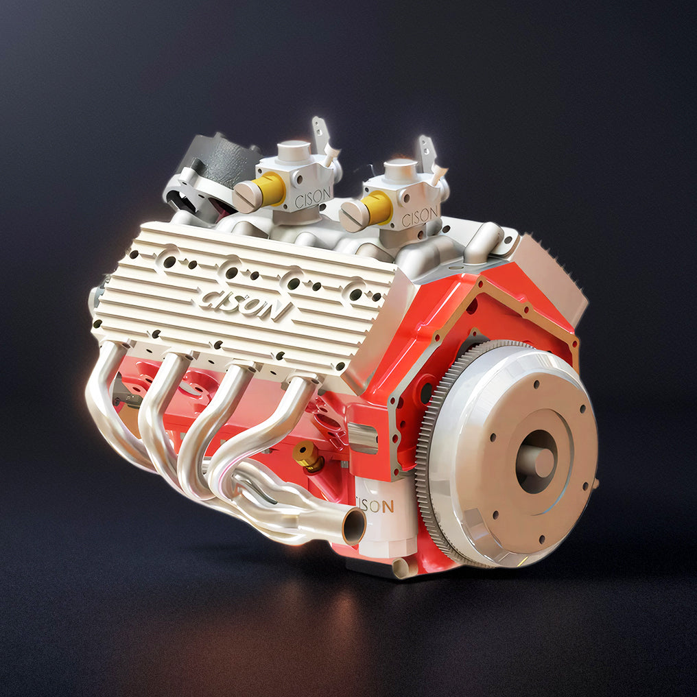 DIYeria™ | DIY 1/6 Gasoline Flathead 4-Stroke V8 Water-Cooled Engine 44CC Model Kit That Works