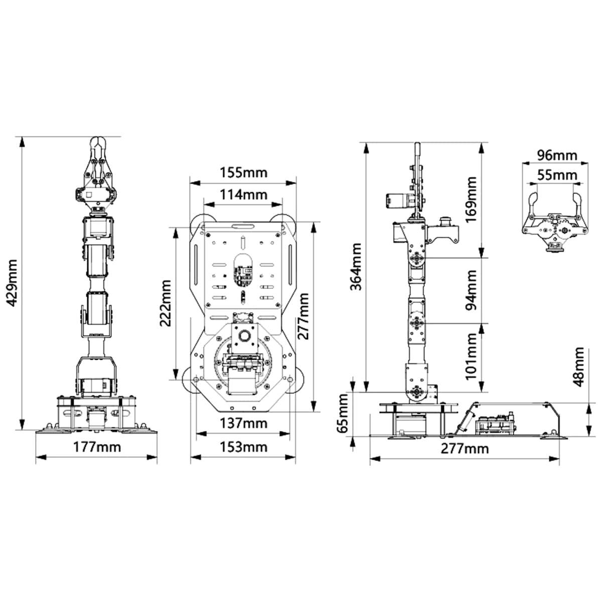 DIYeria™ | Educational Miniature ArmPi FPV AI Vision Raspberry Pi Programming ROS Robotic Arm