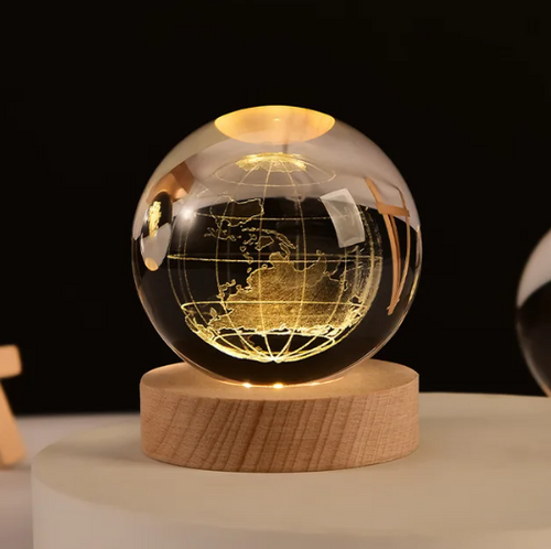 DIYeria™ | Earth 3D Crystal Sphere with Light Base