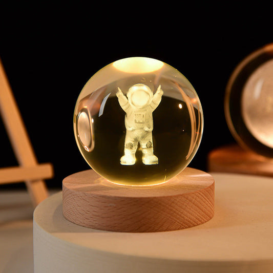 DIYeria™ | Astronaut 3D Crystal Sphere with Light Base