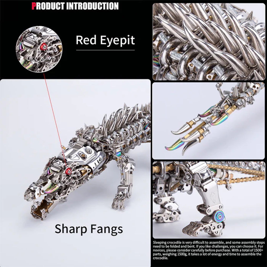 DIYeria™ | DIY 3D Metal Mechanical Sleeping Crocodile Puzzle Model Assembly Kit 1500+PCS