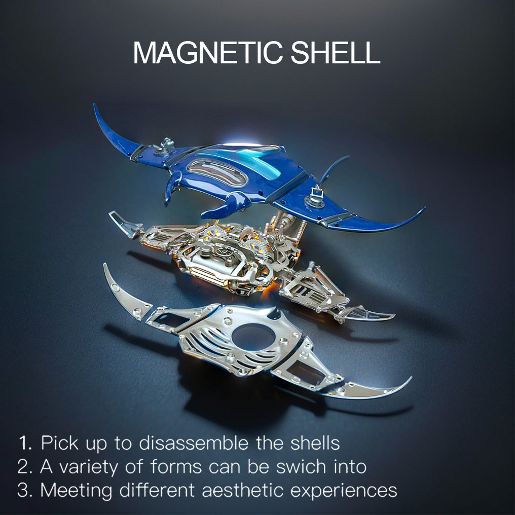 DIYeria™ | DIY 3D Metal Mechanical Manta Ray Assembly Model with Lights-200+PCS