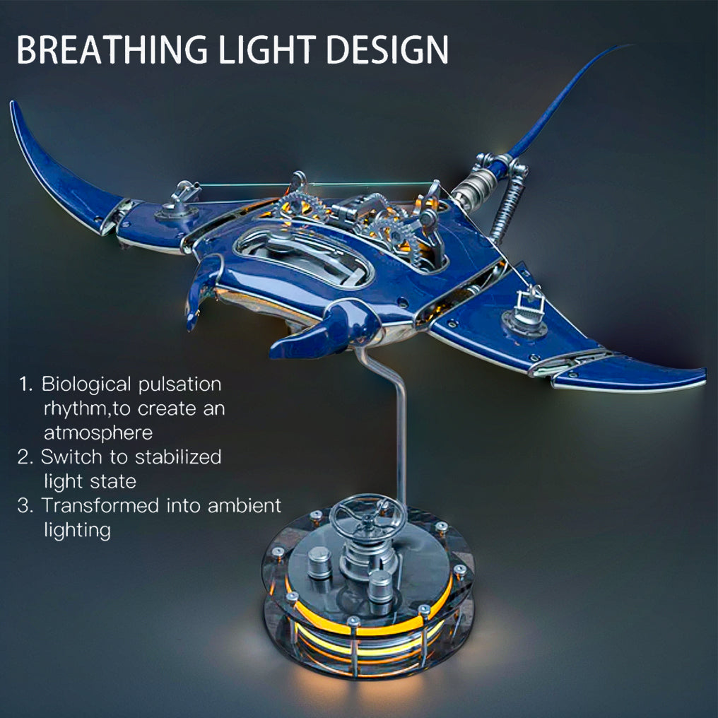 DIYeria™ | DIY 3D Metal Mechanical Manta Ray Assembly Model with Lights-200+PCS