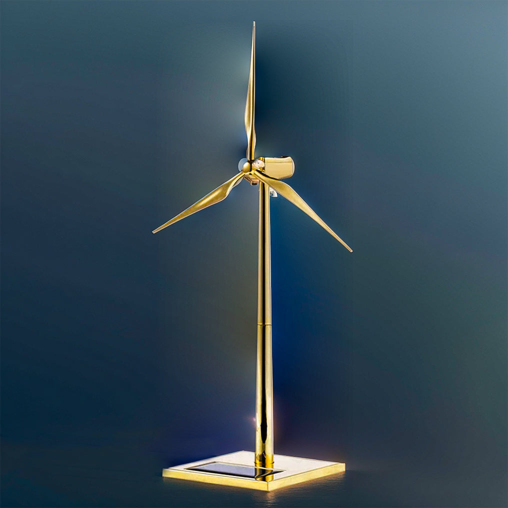 DIYeria™ | DIY 3D Metal Windmill Solar Powered Wind Turbine Assembly Model Golden