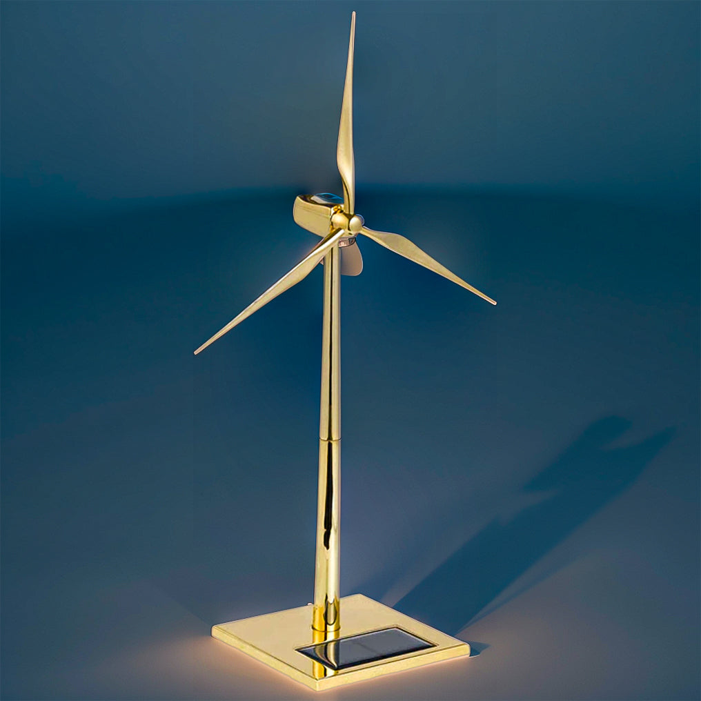 DIYeria™ | DIY 3D Metal Windmill Solar Powered Wind Turbine Assembly Model Golden