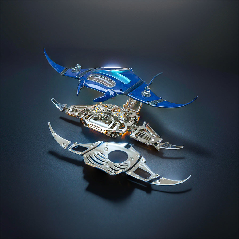 DIYeria™ | DIY 3D Metal Mechanical Manta Ray Assembly Model with Lights-200+PCS