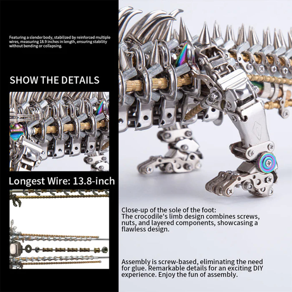 DIYeria™ | DIY 3D Metal Mechanical Sleeping Crocodile Puzzle Model Assembly Kit 1500+PCS