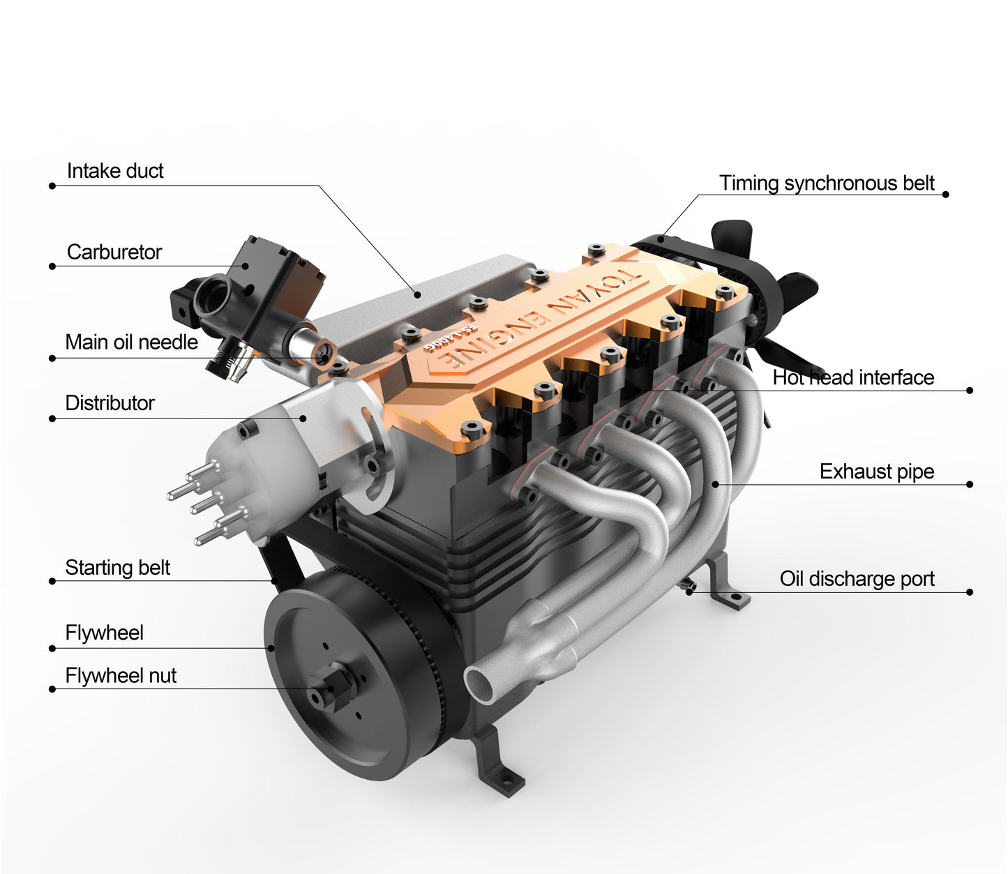 DIYeria™ | DIY OHC L4 Engine 14CC Gasoline Water-cooled Engine Model Kit FS-L400BGC