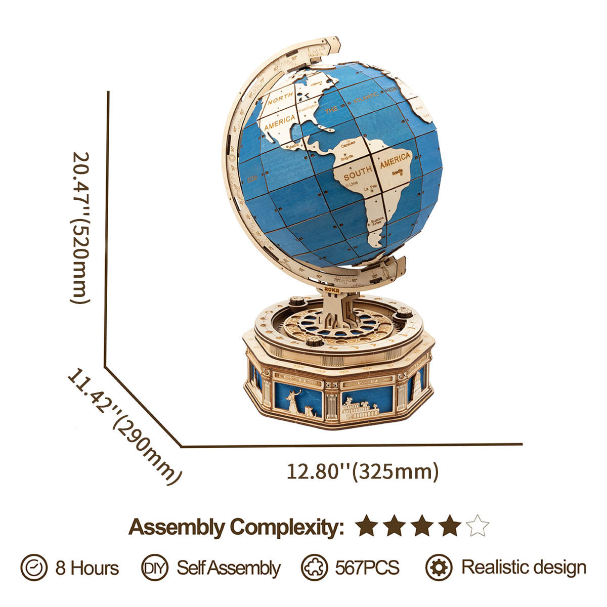 DIYeria The Globe ST002 Huge 3D Wooden Model