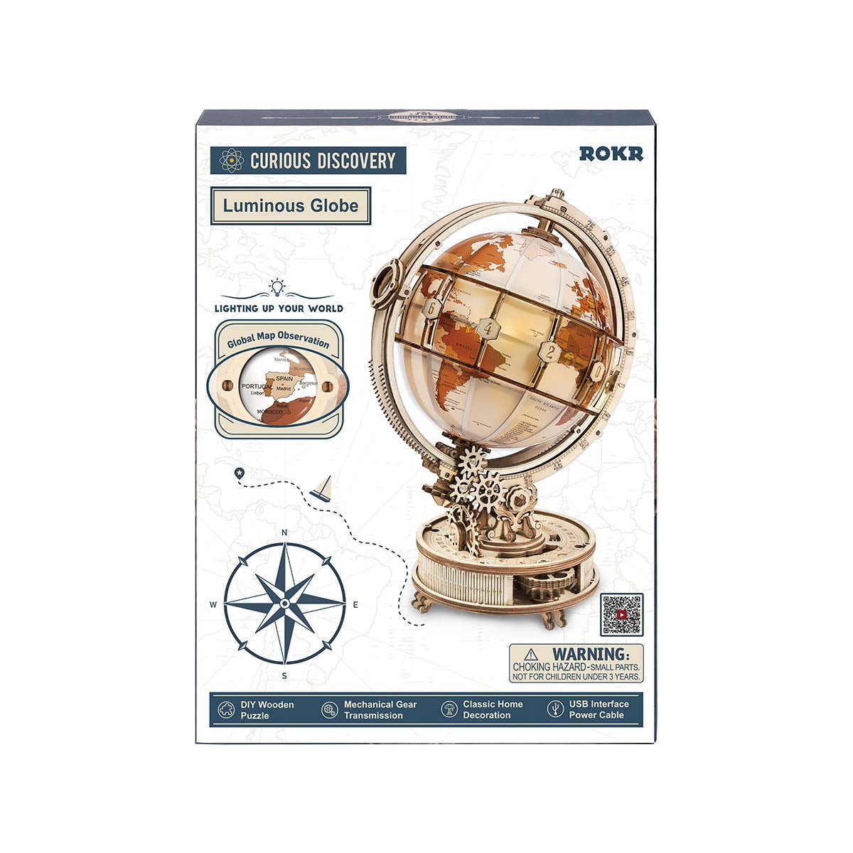 DIYeria Luminous Globe 3D Wooden Puzzle ST003