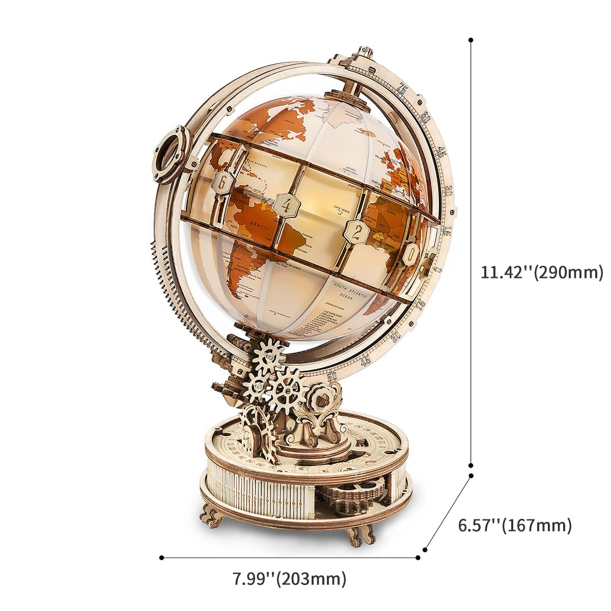 DIYeria Luminous Globe 3D Wooden Puzzle ST003