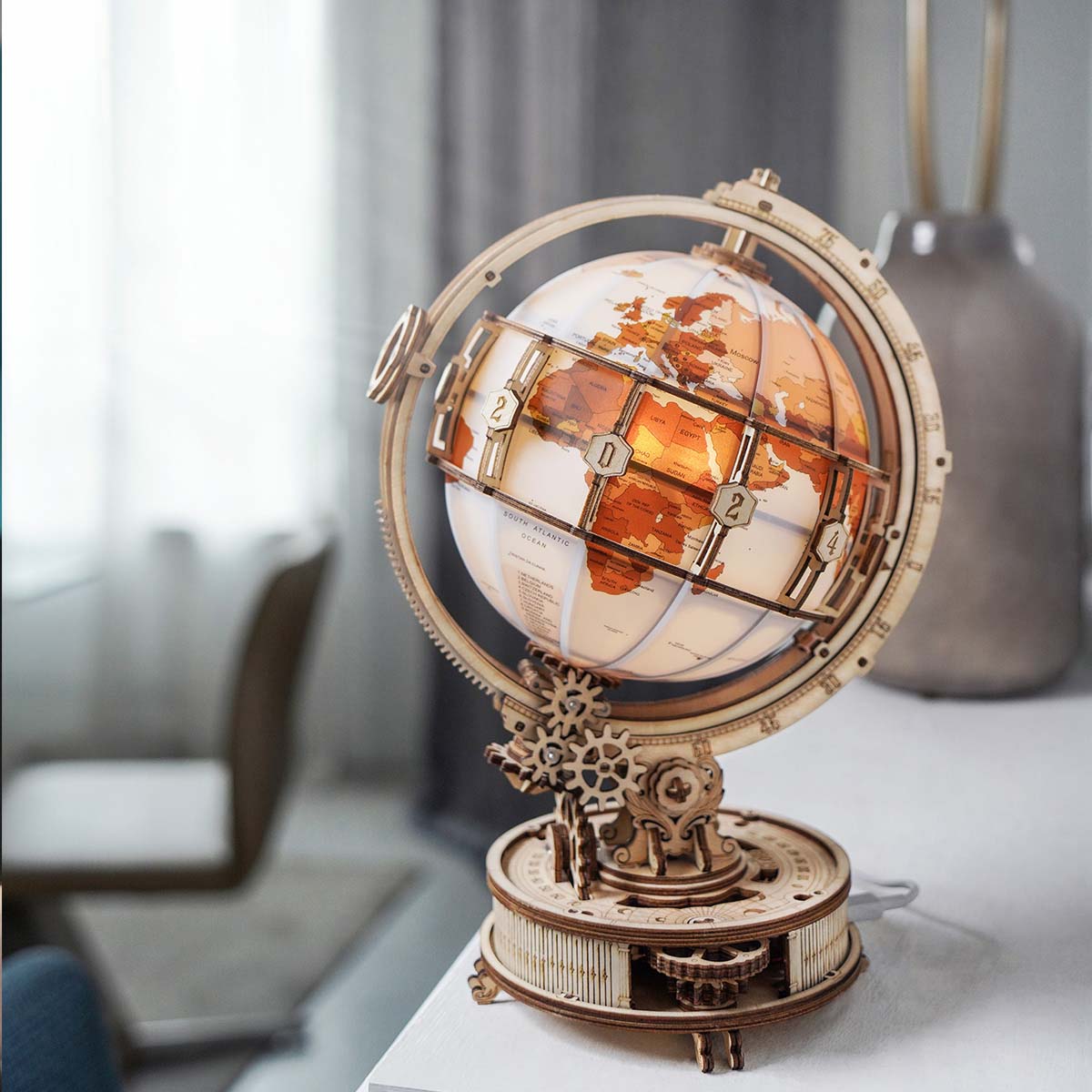 DIYeria Luminous Globe 3D Wooden Puzzle ST003